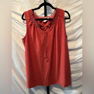 🌺 Perseption Red Eyelet Sleeveless Blouse (Bundled Price Bin4)